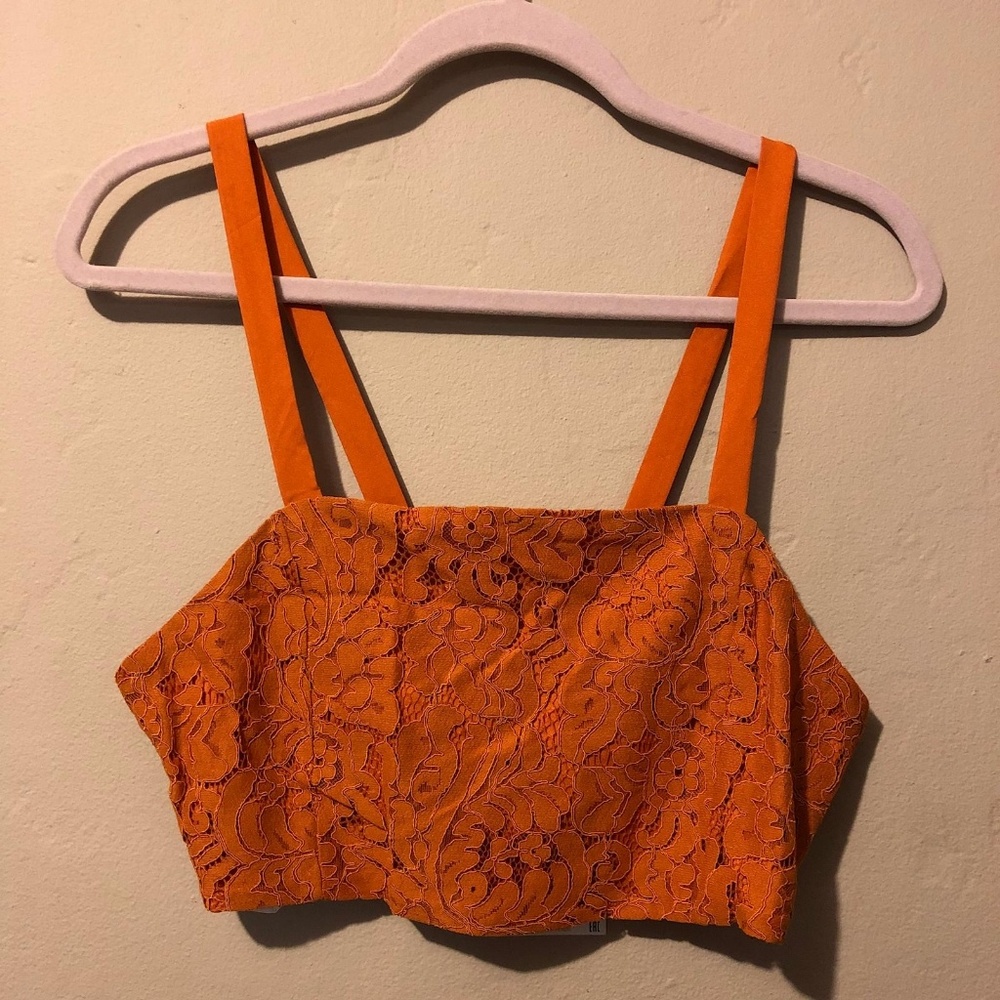 Nwt zara lace orange crop top